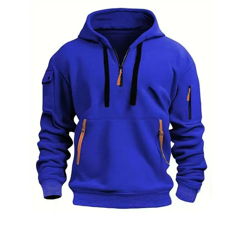 Henrik | Hoodie herr med halvlång dragkedja och fickor