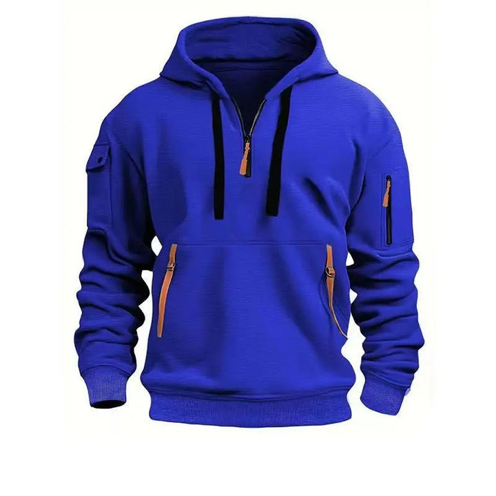 Henrik | Hoodie herr med halvlång dragkedja och fickor