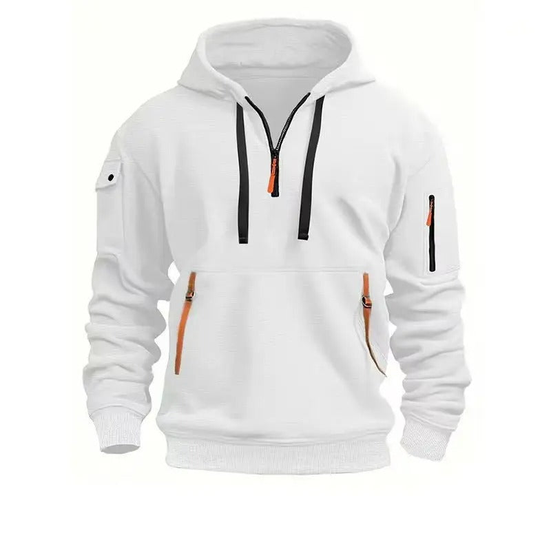 Henrik | Hoodie herr med halvlång dragkedja och fickor