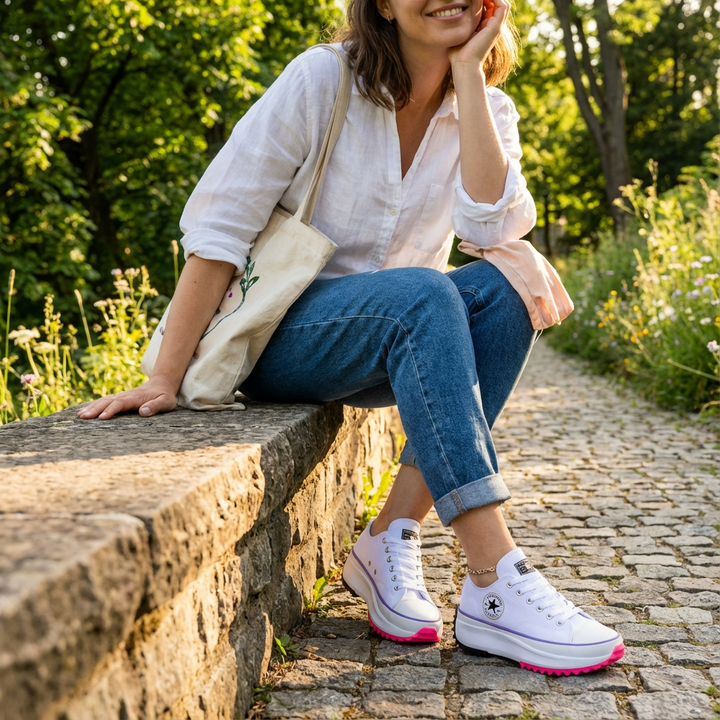 Platåsneakers med snörning för kvinnor