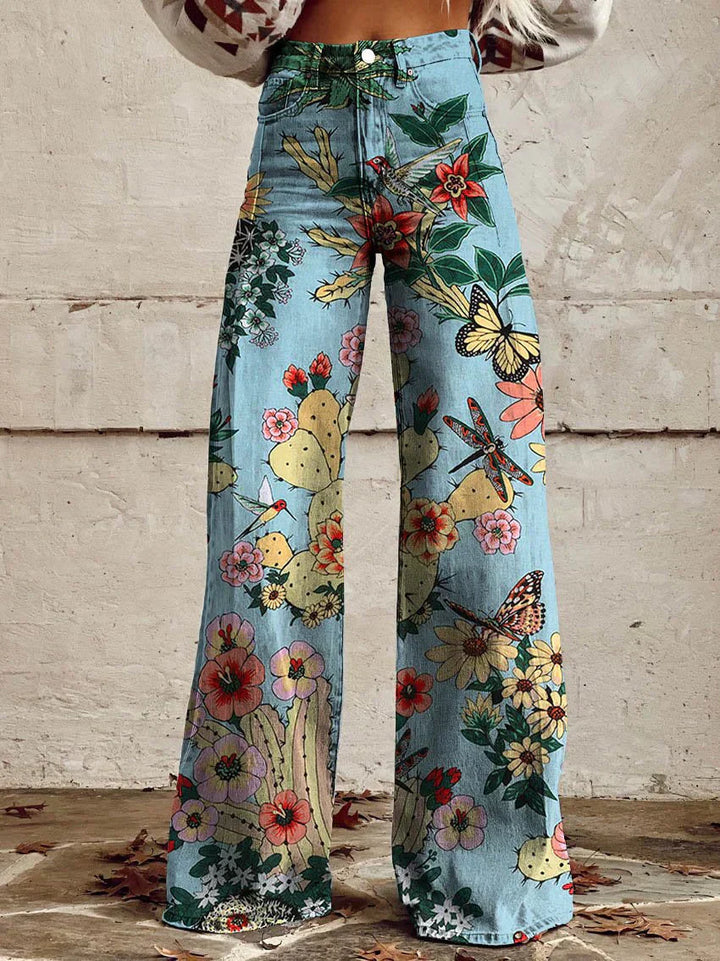 Dambyxor med hög midja och blommiga detaljer