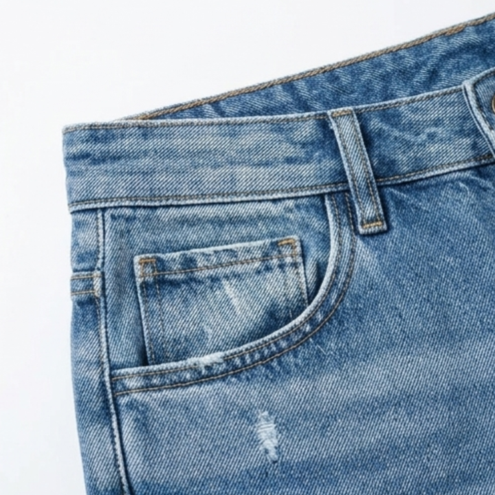 Raka, korta jeans med fransar för dam