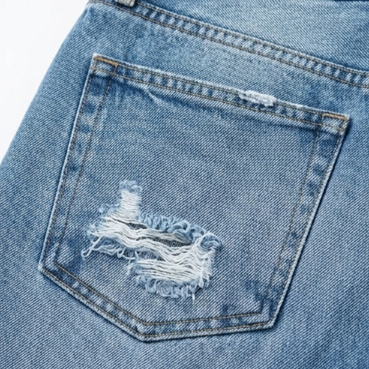 Raka, korta jeans med fransar för dam