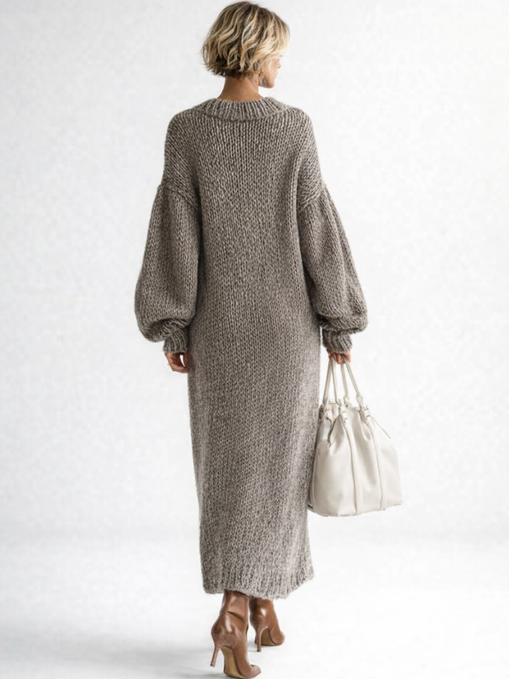 Tuva | Stickad klänning Dam oversized maxi med rund hals