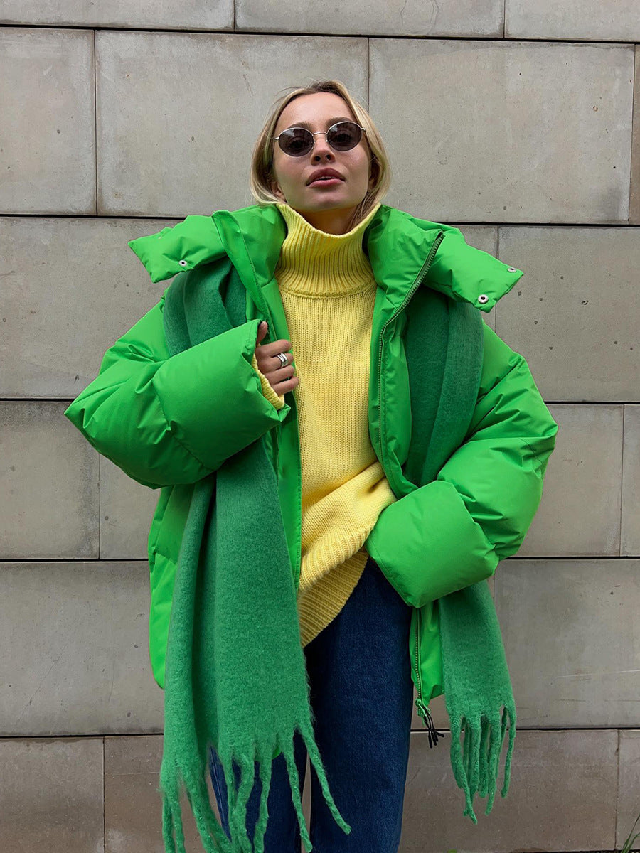 Agnes | Pufferjacka dam oversized med huva och dragkedja