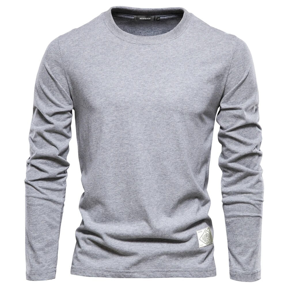 Herr t-shirt i bomull med lång ärm