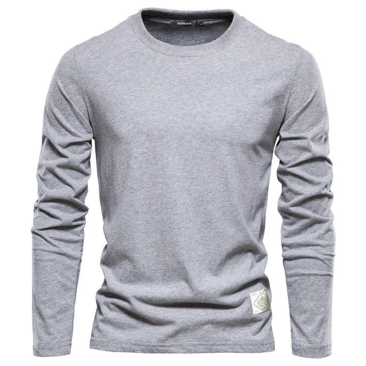 Herr t-shirt i bomull med lång ärm