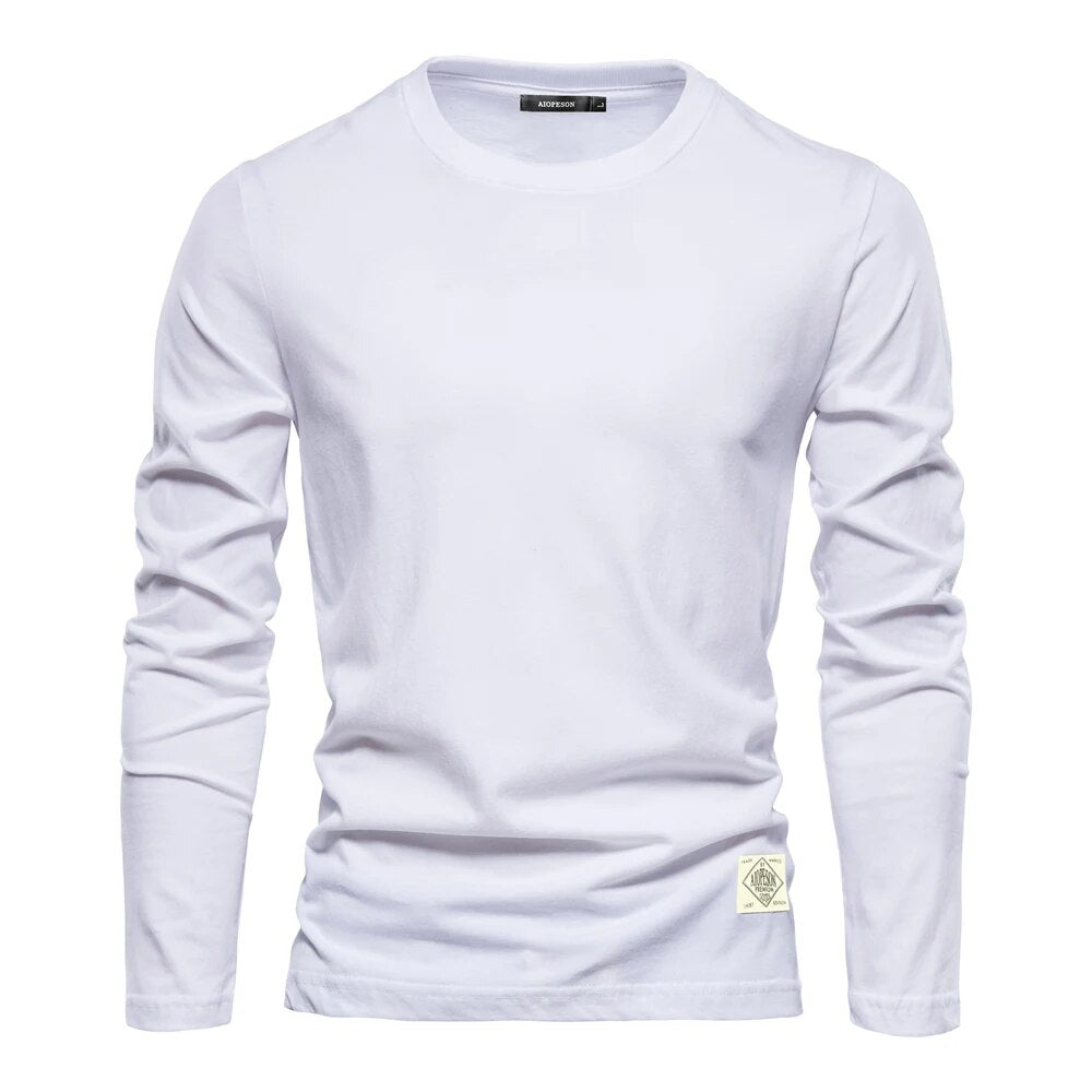 Herr t-shirt i bomull med lång ärm