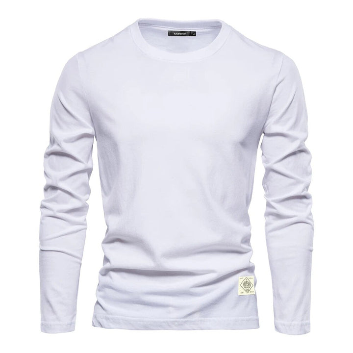 Herr t-shirt i bomull med lång ärm