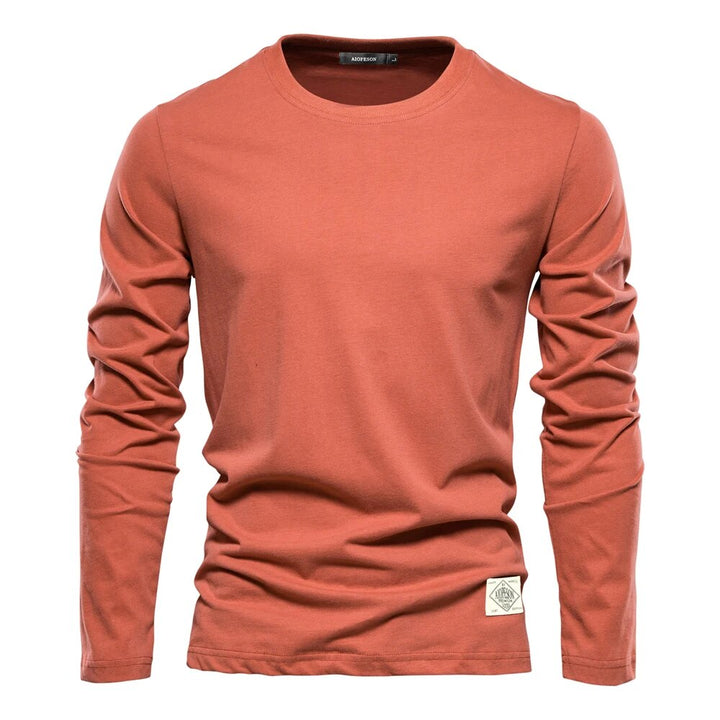 Herr t-shirt i bomull med lång ärm