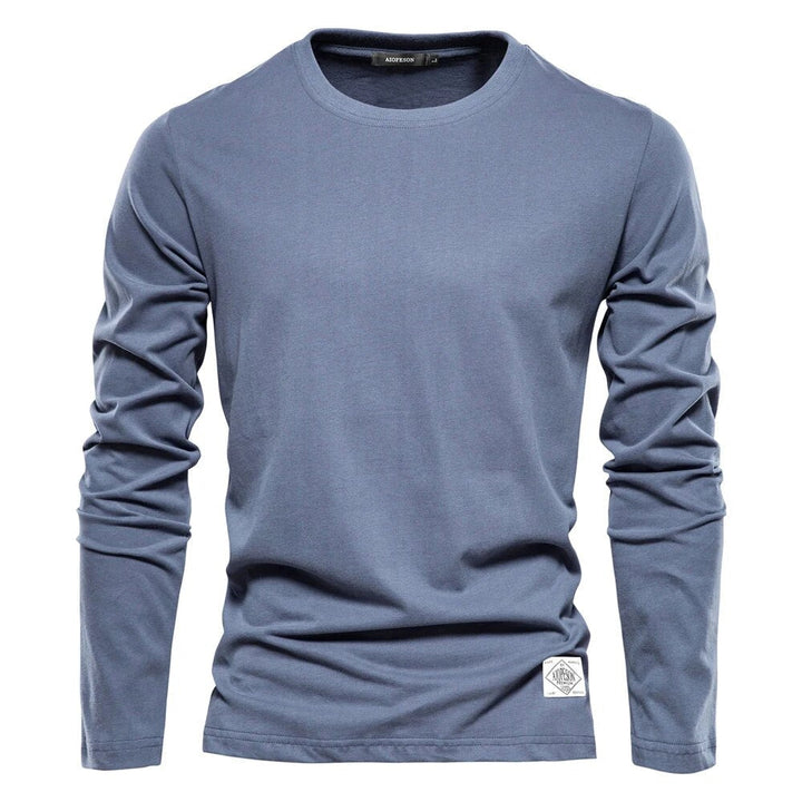 Herr t-shirt i bomull med lång ärm