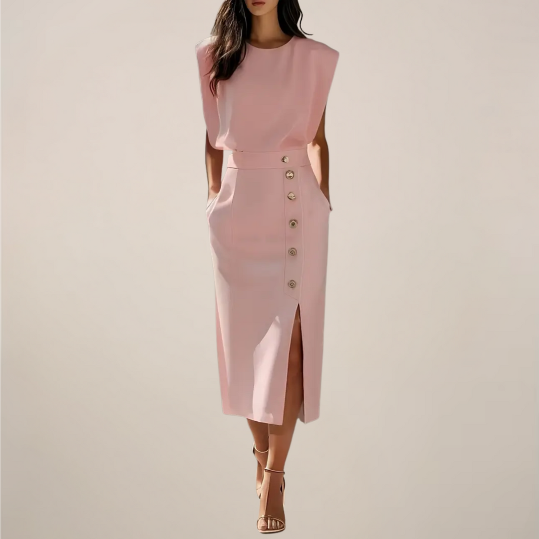 Ärmlös midiklänning med slits för kvinnor