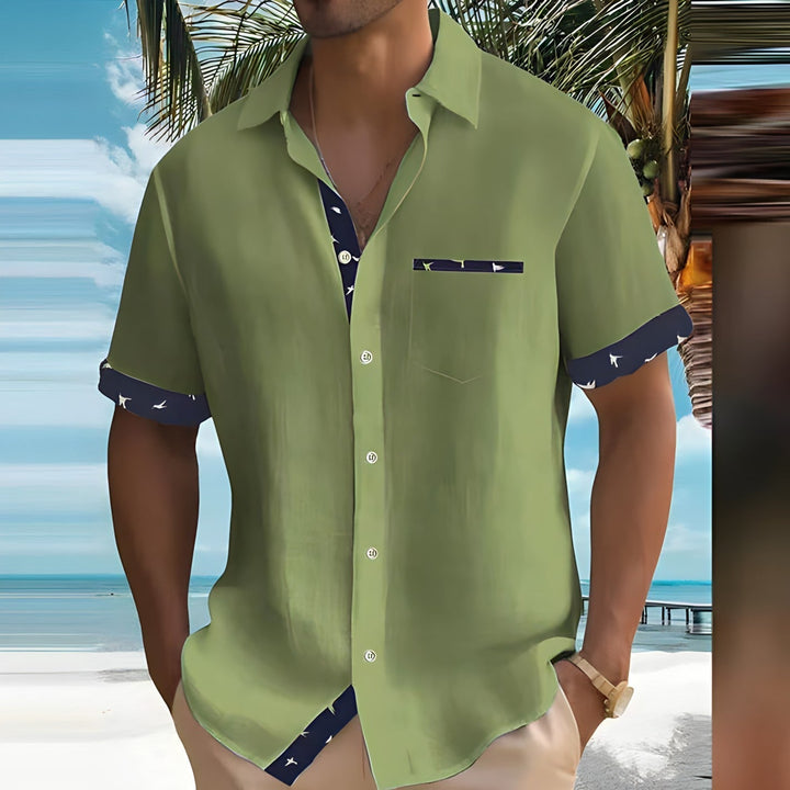 Herrskjorta med överdimensionerad streetwear-mönster, sommar och casual