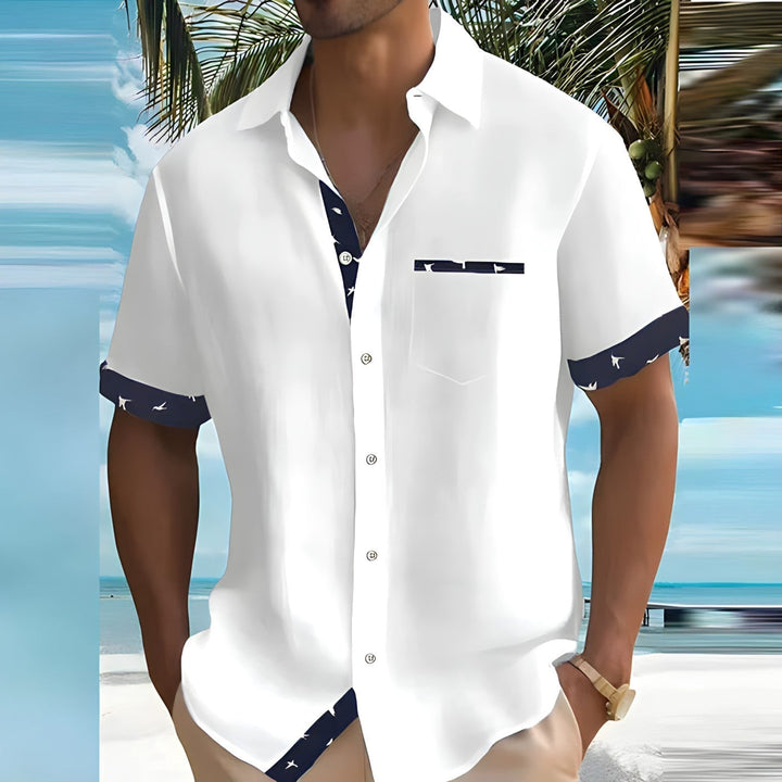 Herrskjorta med överdimensionerad streetwear-mönster, sommar och casual