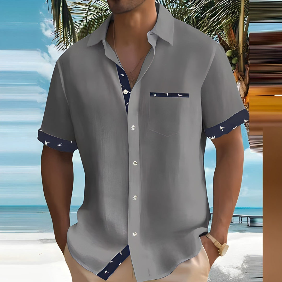 Herrskjorta med överdimensionerad streetwear-mönster, sommar och casual