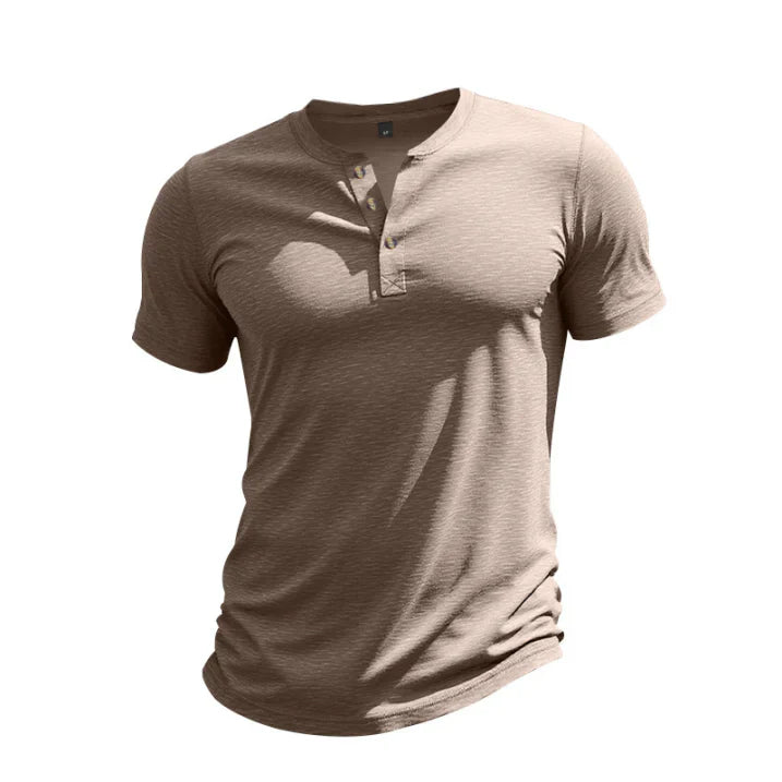 Herr avslappnad kortärmad henley-t-shirt
