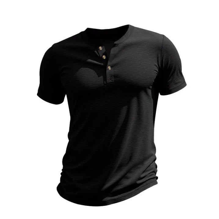 Herr avslappnad kortärmad henley-t-shirt