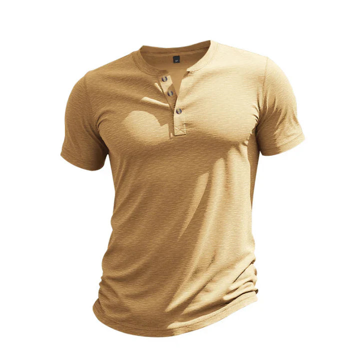 Herr avslappnad kortärmad henley-t-shirt