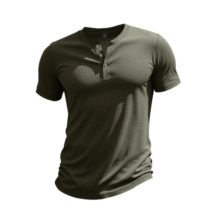 Herr avslappnad kortärmad henley-t-shirt