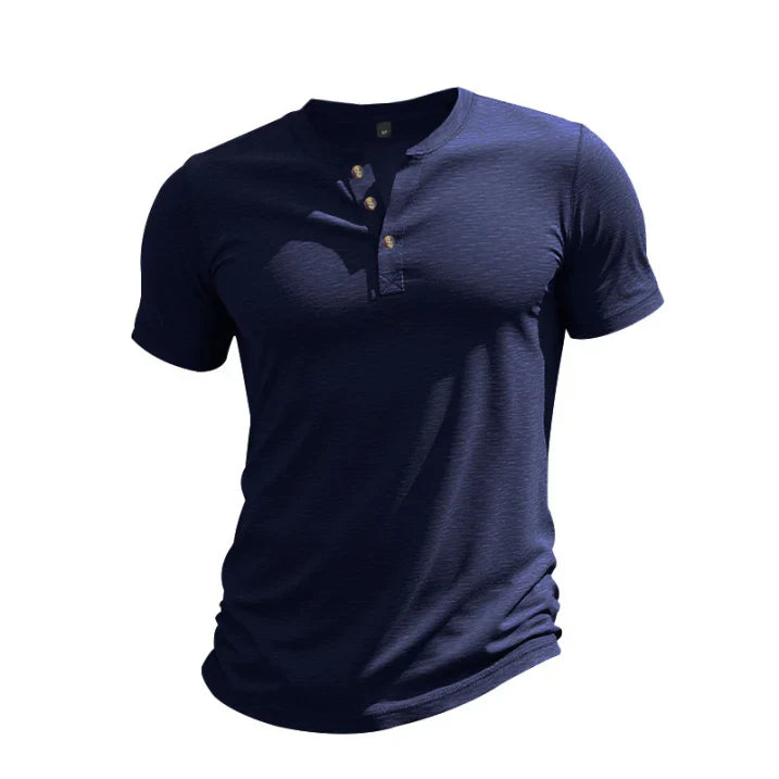 Herr avslappnad kortärmad henley-t-shirt
