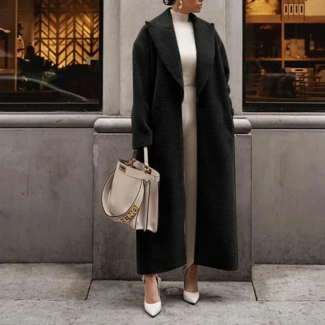 Linnea | Vinterkappa dam lång trenchcoat med krage