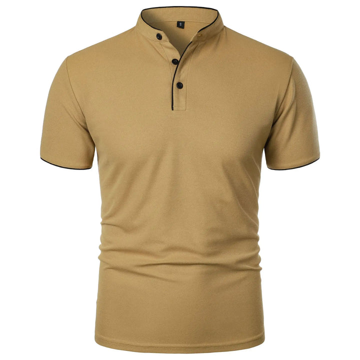 Herrpolo med slim fit, ståkrage och knappar