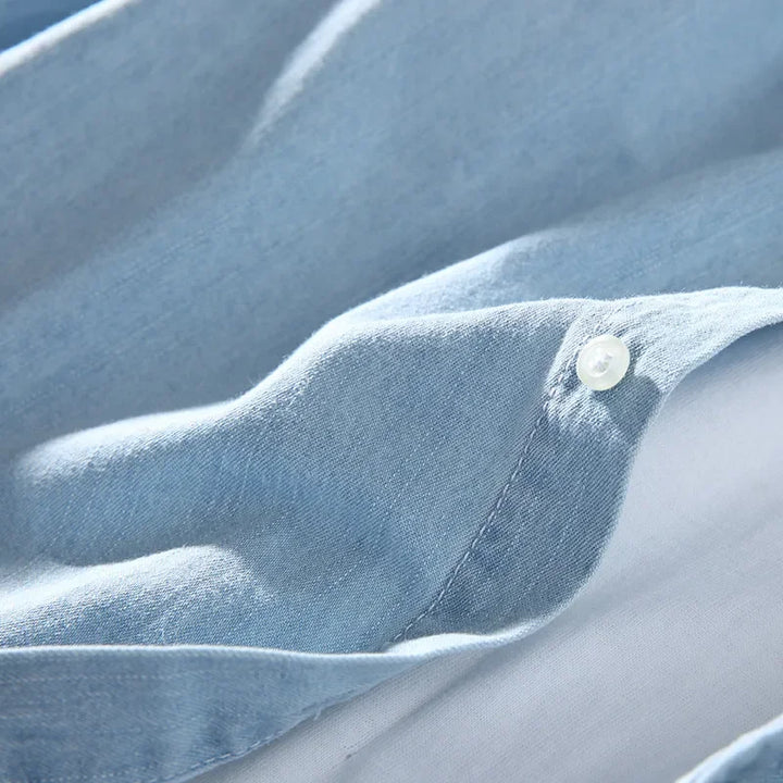 Långärmad jeansskjorta för män