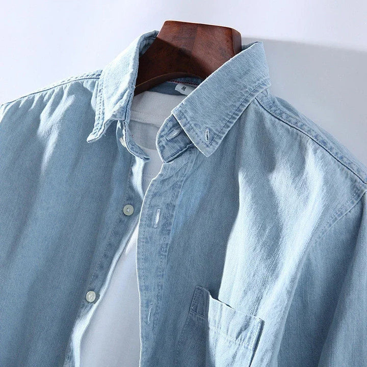 Långärmad jeansskjorta för män