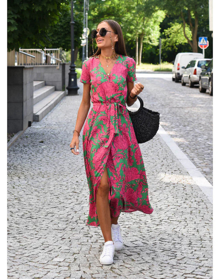 Elegant v-ringad midiklänning