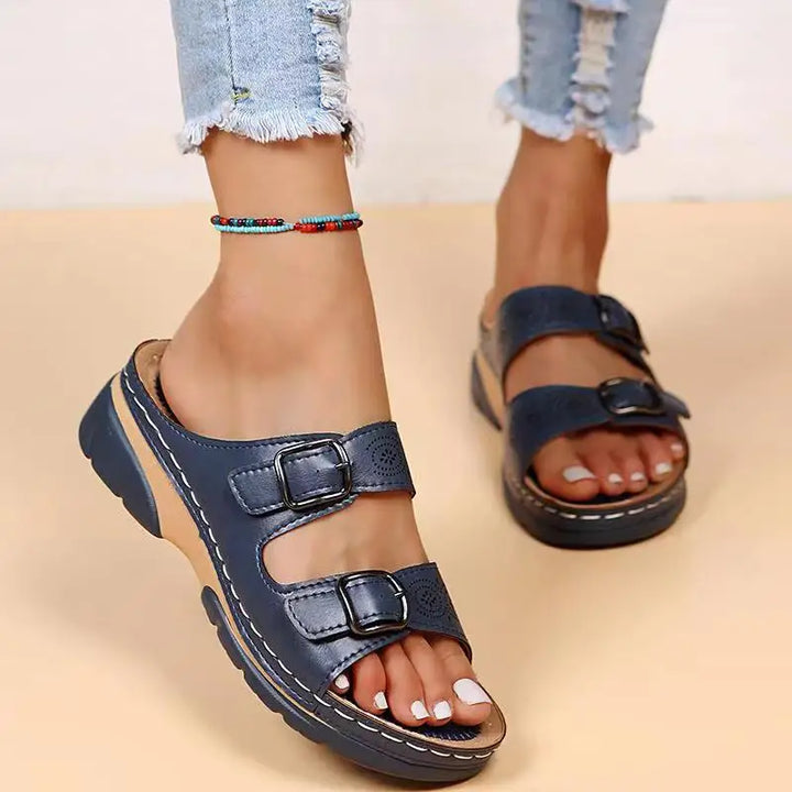 Ortopediska flip-flops i läder för kvinnor