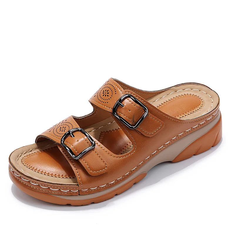 Ortopediska flip-flops i läder för kvinnor