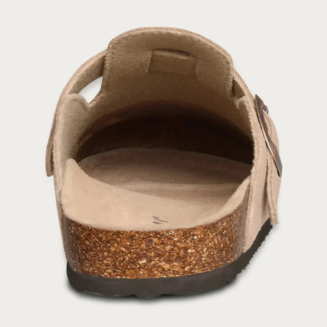 Boston-sandaler i mocka med kork, ergonomiska detaljer för damer