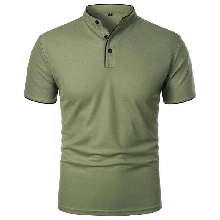 Herrpolo med slim fit, ståkrage och knappar