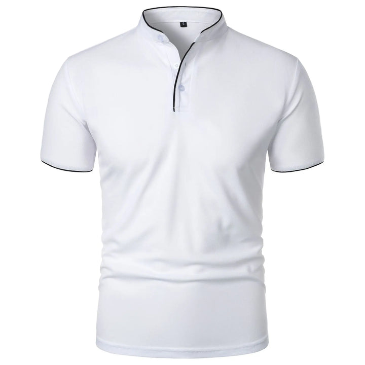 Herrpolo med slim fit, ståkrage och knappar
