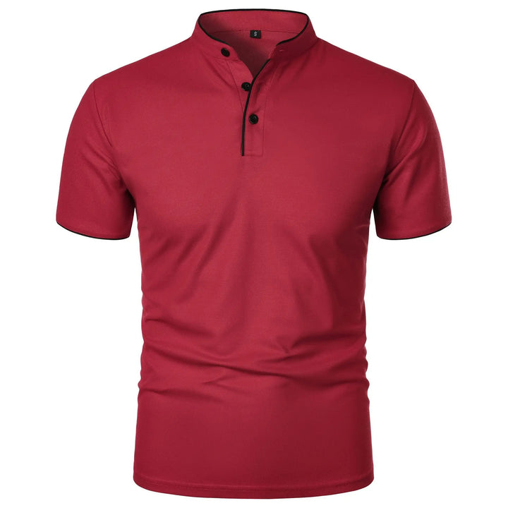 Herrpolo med slim fit, ståkrage och knappar