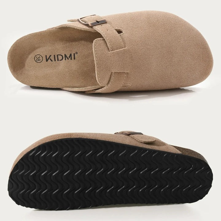 Boston-sandaler i mocka med kork, ergonomiska detaljer för damer