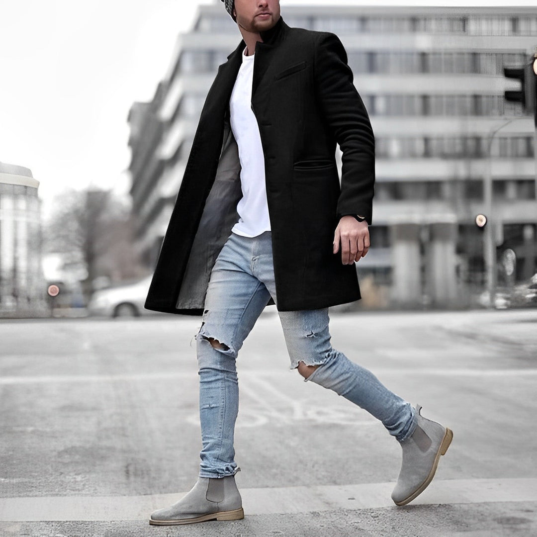 Oskar | Rock Herr slim fit medellång med ståkrage