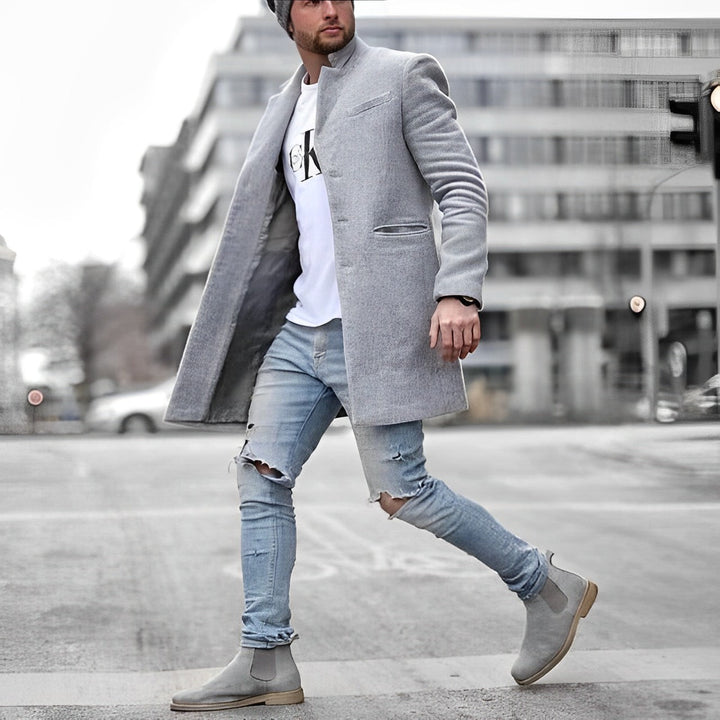 Oskar | Rock Herr slim fit medellång med ståkrage