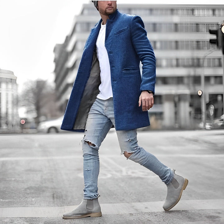 Oskar | Rock Herr slim fit medellång med ståkrage