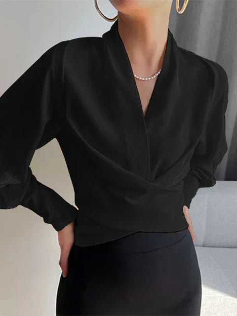 Damblus med v-ringning och drapering