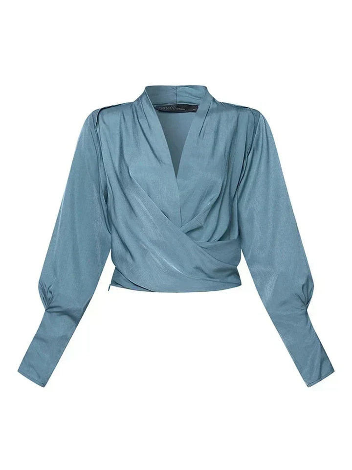 Damblus med v-ringning och drapering