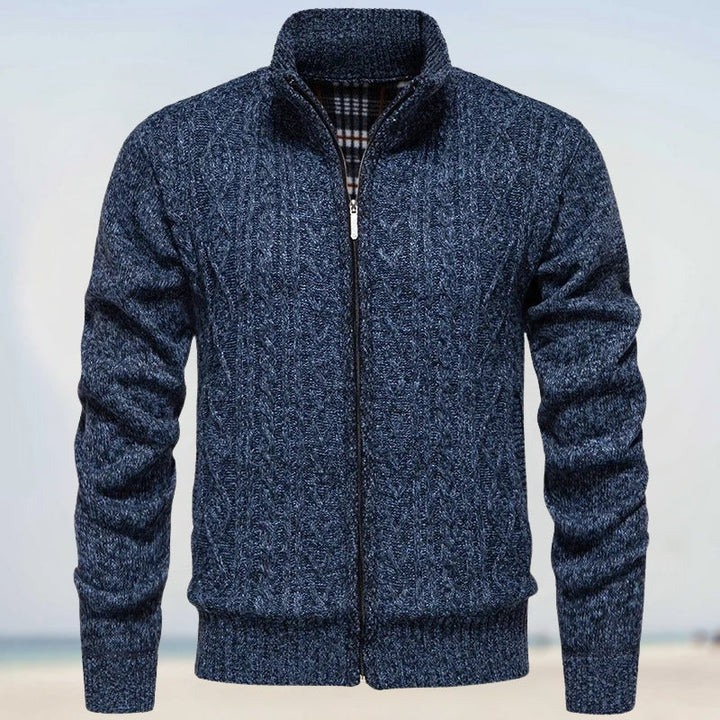 Viktor | Stickad kofta Herr i cashmere med dragkedja