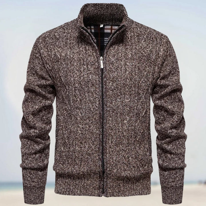 Viktor | Stickad kofta Herr i cashmere med dragkedja