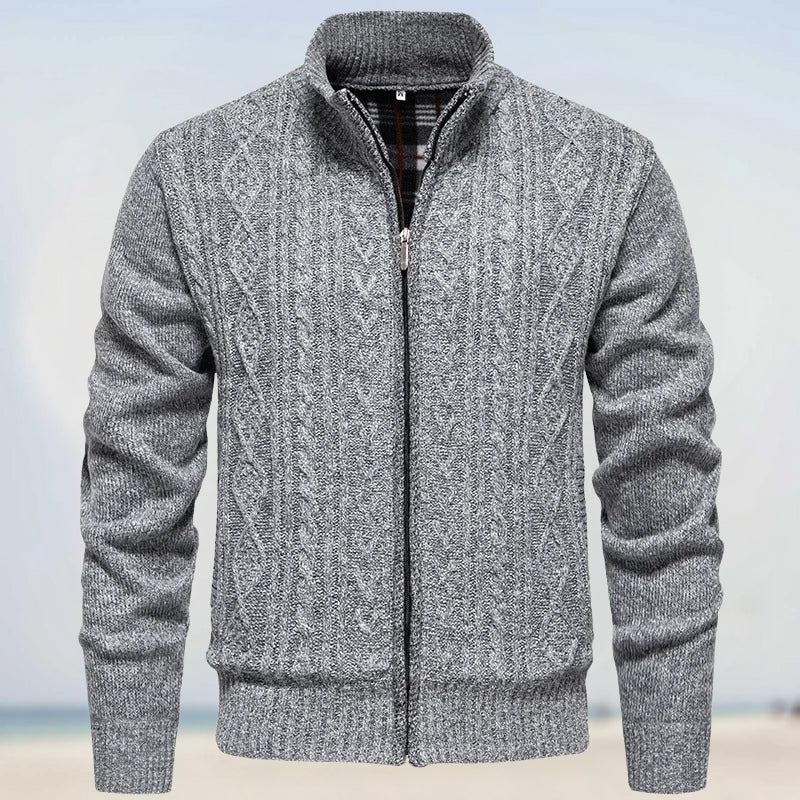 Viktor | Stickad kofta Herr i cashmere med dragkedja