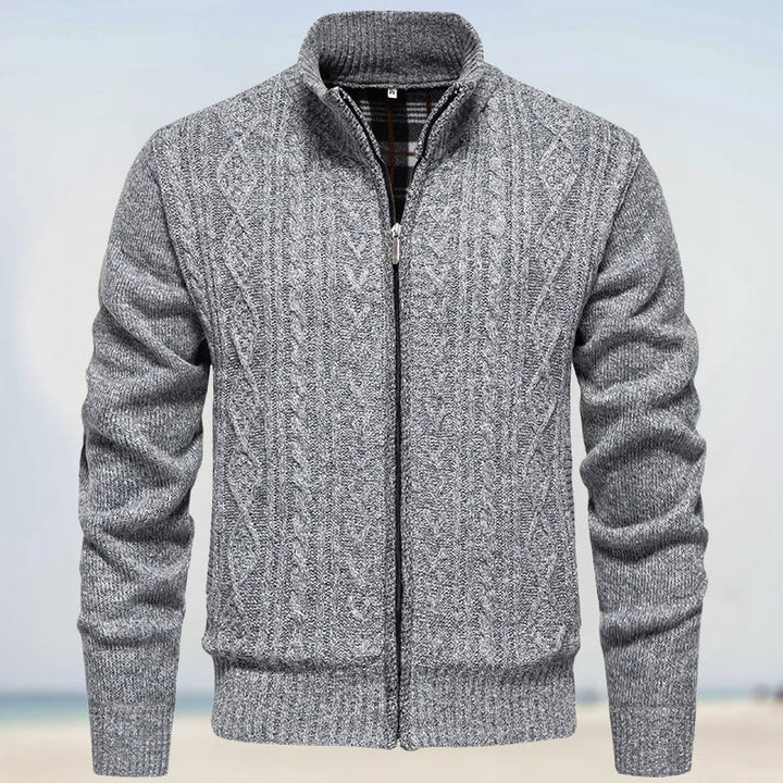 Viktor | Stickad kofta Herr i cashmere med dragkedja