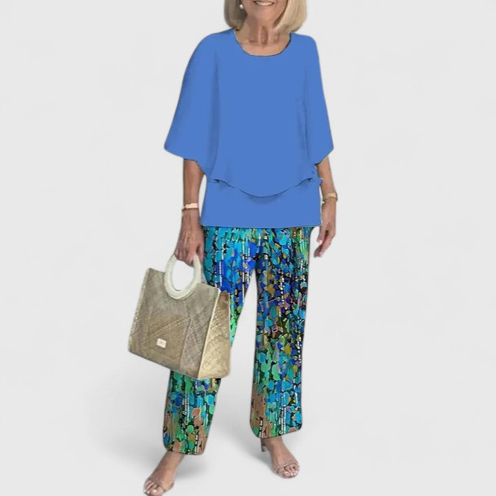 Elegant tvådelat set för kvinnor, casual