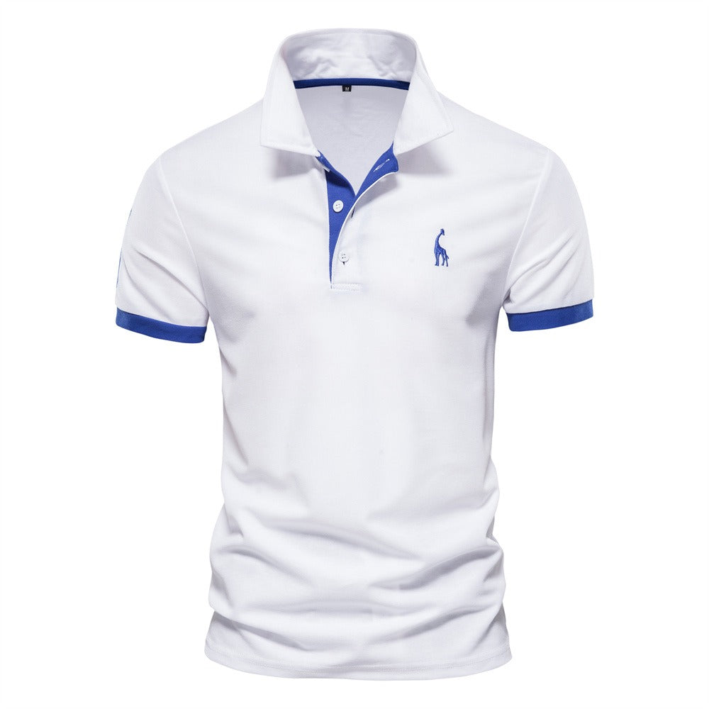 Herr smart casual andningsbar pikétröja med färgglada detaljer
