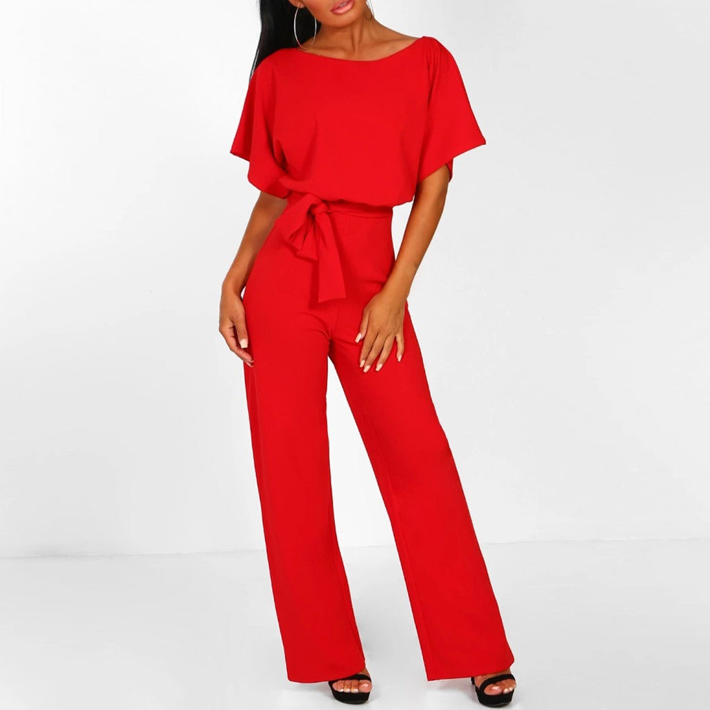 Elegant kortärmad formell vårjumpsuit för kvinnor