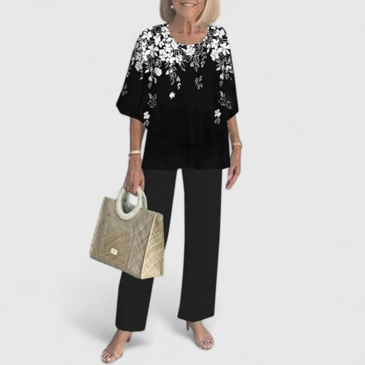 Elegant tvådelat set för kvinnor, casual