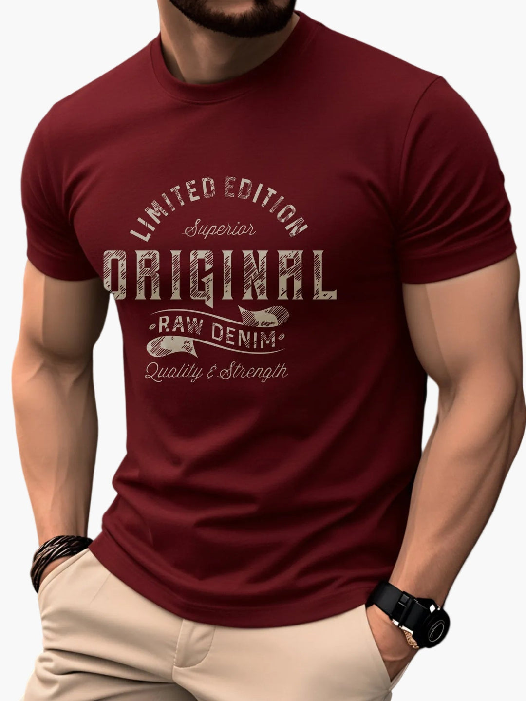 Anders | T-shirt Herr med vintage tryck och rund hals